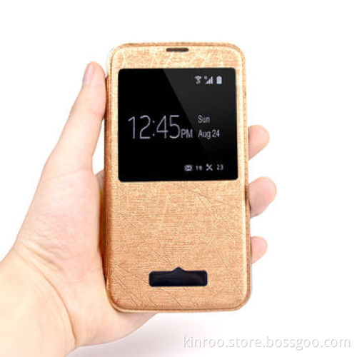 Wire drawing window case for Samsung S5 with transparent shell